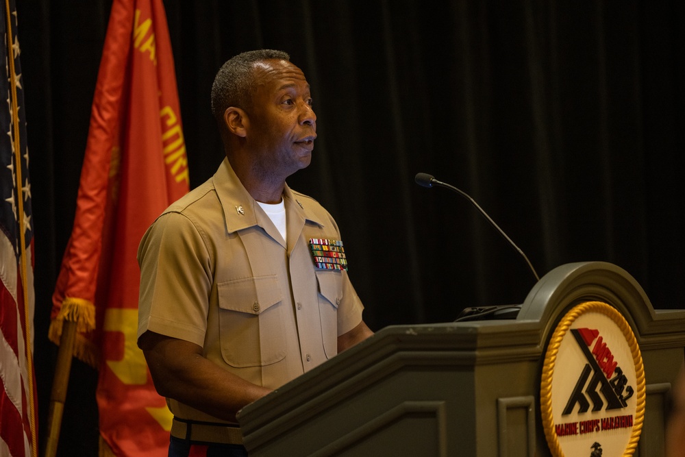 Sergeant Major of the Marine Corps, Sgt. Maj. Carlos Ruiz, attends the 48th Marine Corps Marathon Press Conference