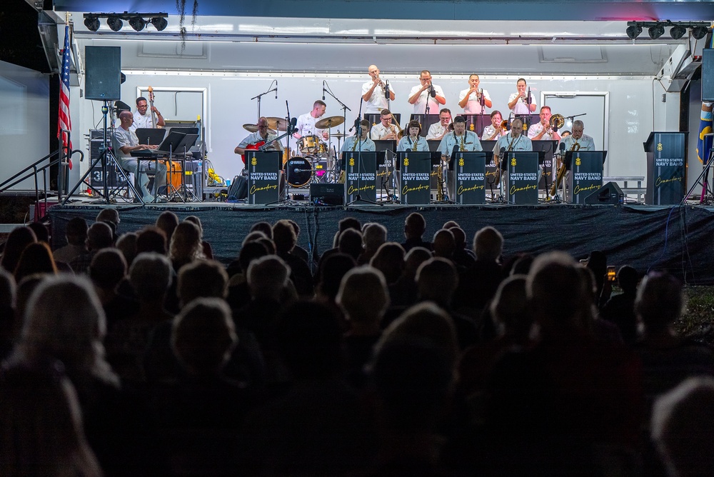 The US Navy Band Commodores perform at the Historic Thomas Center Gardens