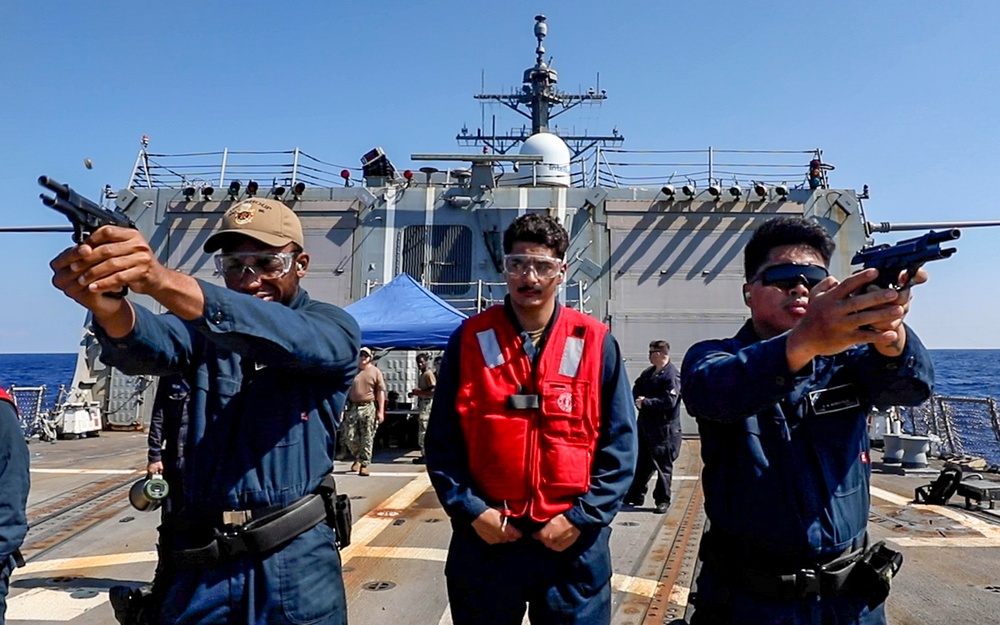 USS Shoup conducts small arms qualification