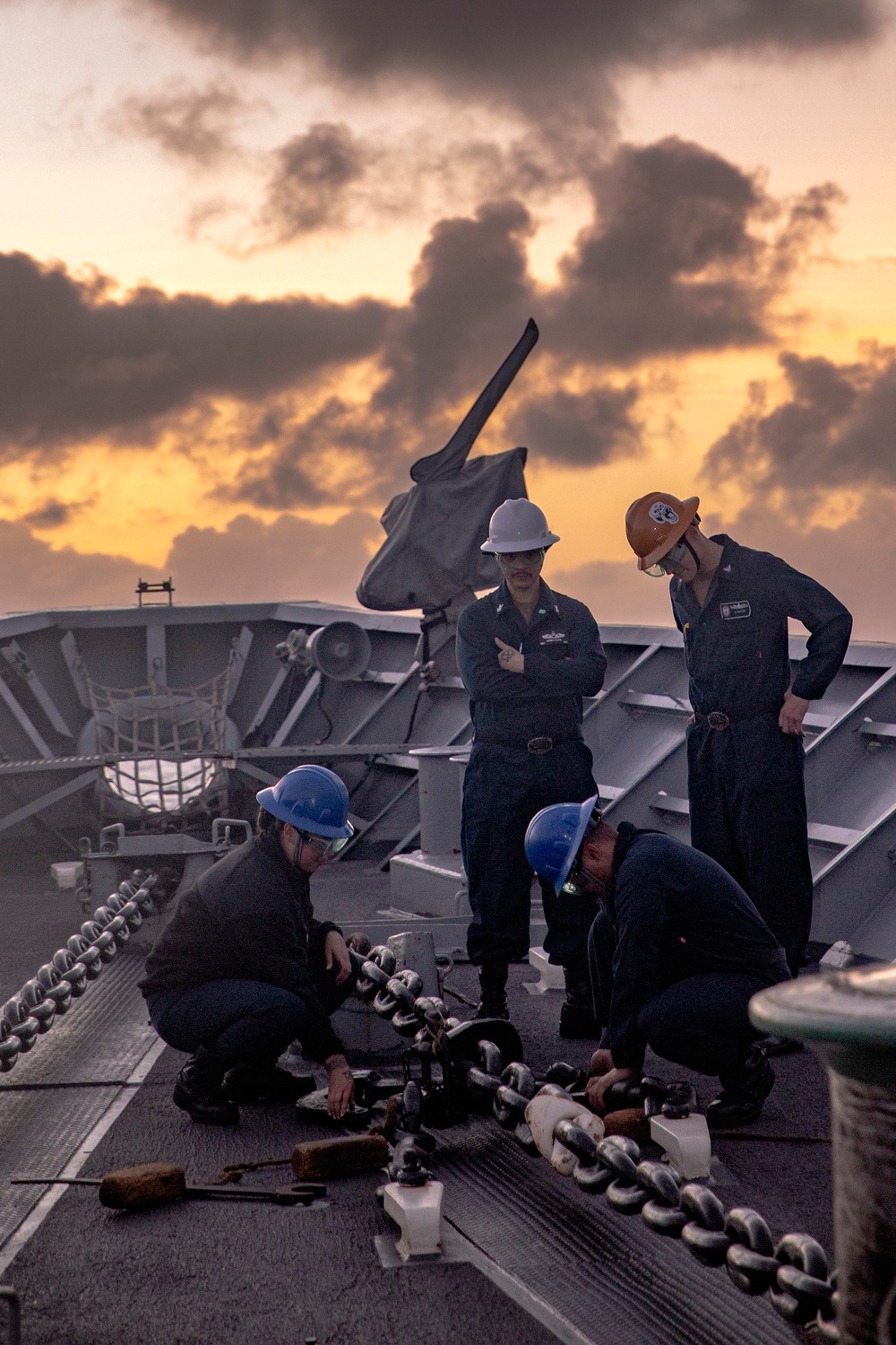 USS Philippine Sea Conducts Anchor Chain Evolution