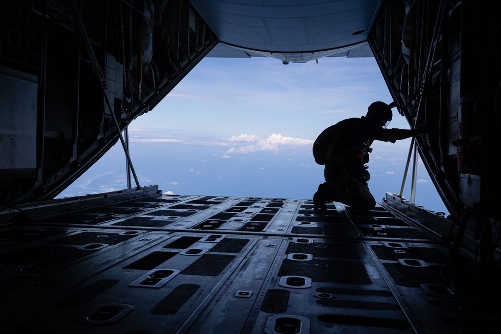 Marines, Airmen, and Soldiers Jump From C-130 Hercules