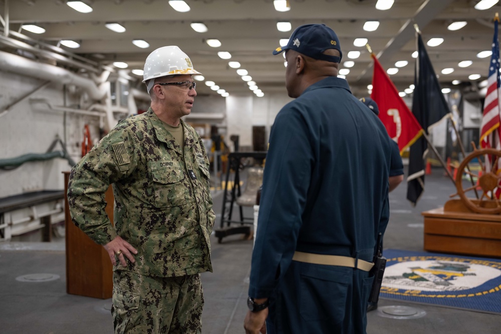 RDML James Downey visits USS New Orleans October 24, 2023