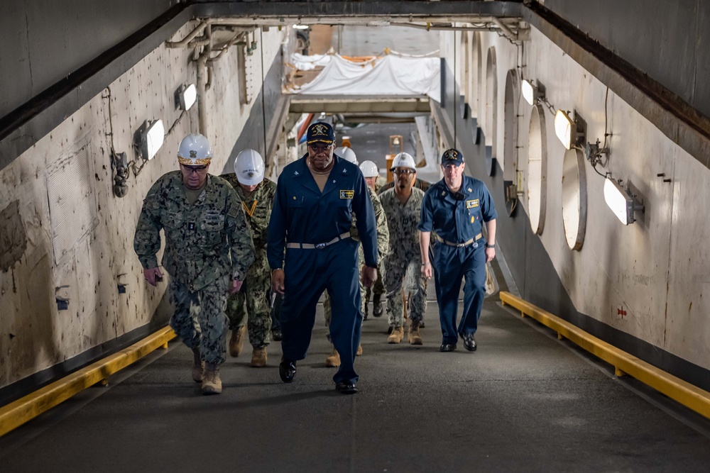 RDML James Downey visits USS New Orleans October 24, 2023