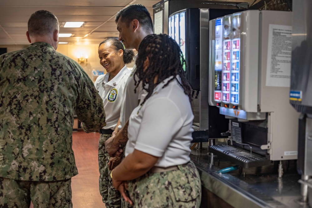 RDML James Downey visits USS New Orleans October 24, 2023