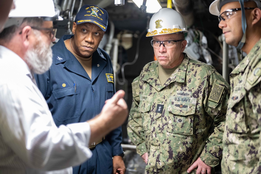 RDML James Downey visits USS New Orleans October 24, 2023