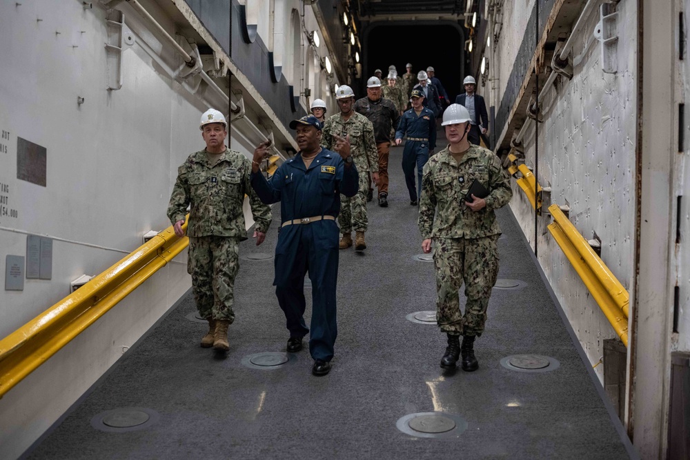 RDML James Downey visits USS New Orleans October 24, 2023