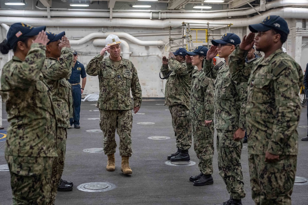 RDML James Downey visits USS New Orleans October 24, 2023