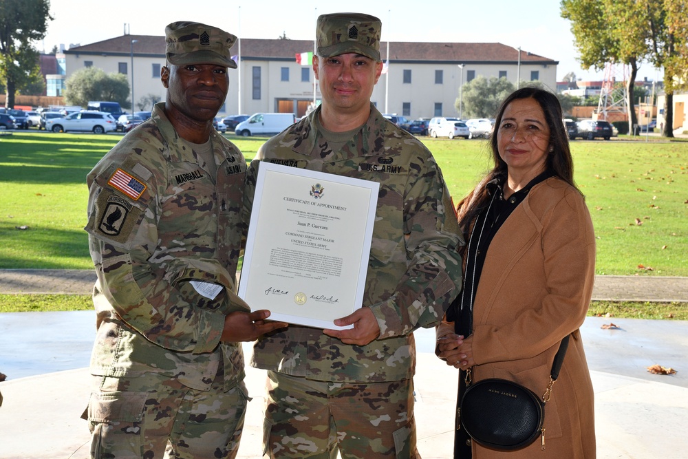 Promotion Ceremony Command Sergeant Major Juan Guevara