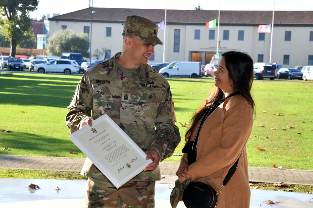 Promotion Ceremony Command Sergeant Major Juan Guevara