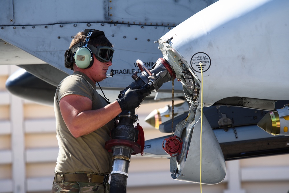 A-10C Thunderbolt II hot-pit refueling at Nellis AFB