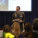 Fort McCoy Garrison commander gives a speech during Karen Kohn's retirement ceremony