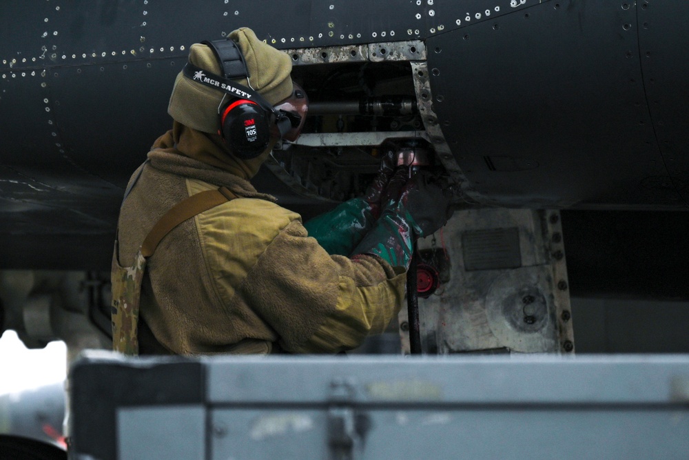 Airmen assigned to the 28th Maintenance Squadron restore a B-1B Lancer back to mission standards