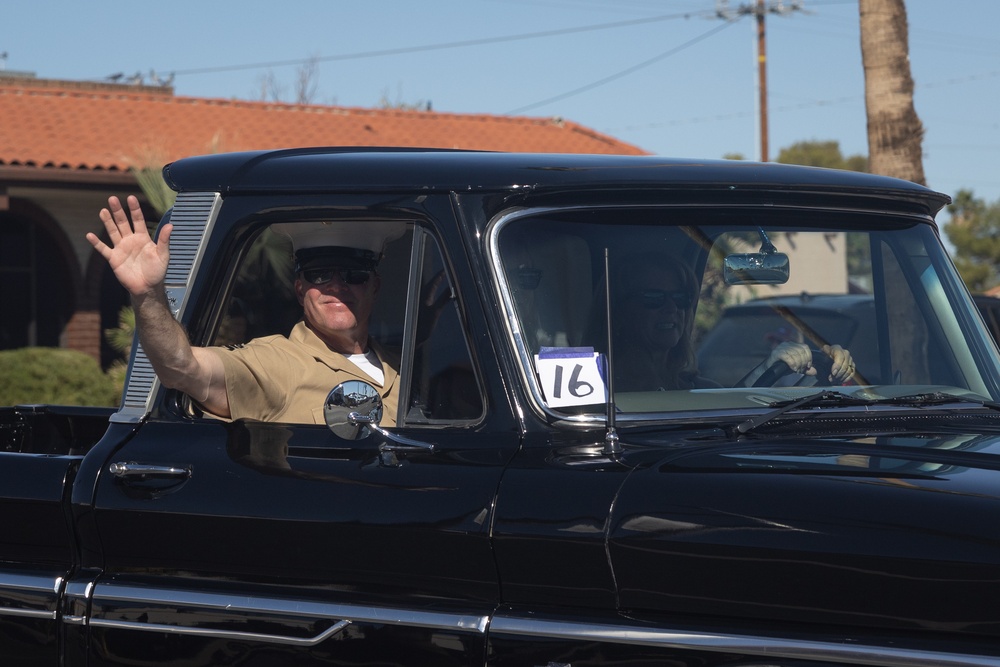 MCAGCC Marines march in Twentynine Palms’ 87th annual Pioneer Day’s Parade