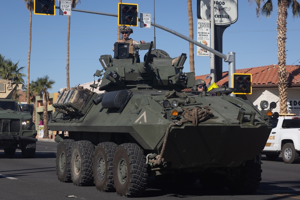 MCAGCC Marines march in Twentynine Palms’ 87th annual Pioneer Day’s Parade