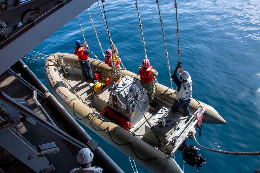 USS Abraham Lincoln Sailors conduct small boat operations