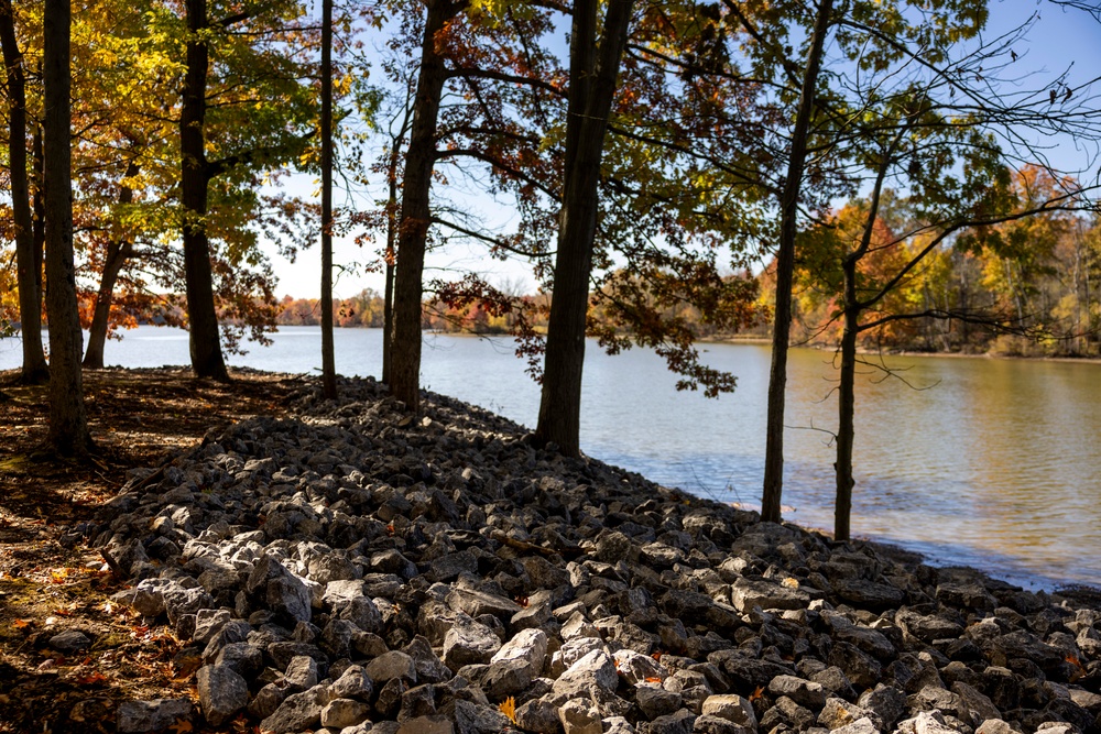 Maintenance workers preserve shoreline at Shenango River Lake