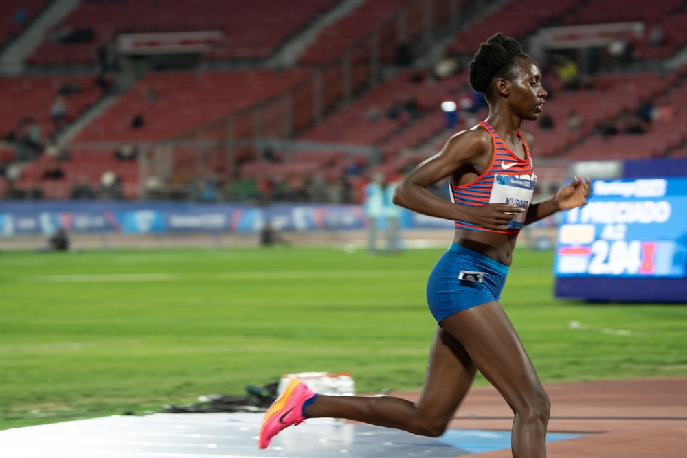 Sgt. Ednah Kurgat wins the bronze medal in the women's 10,000-meter run at the Pan American Games