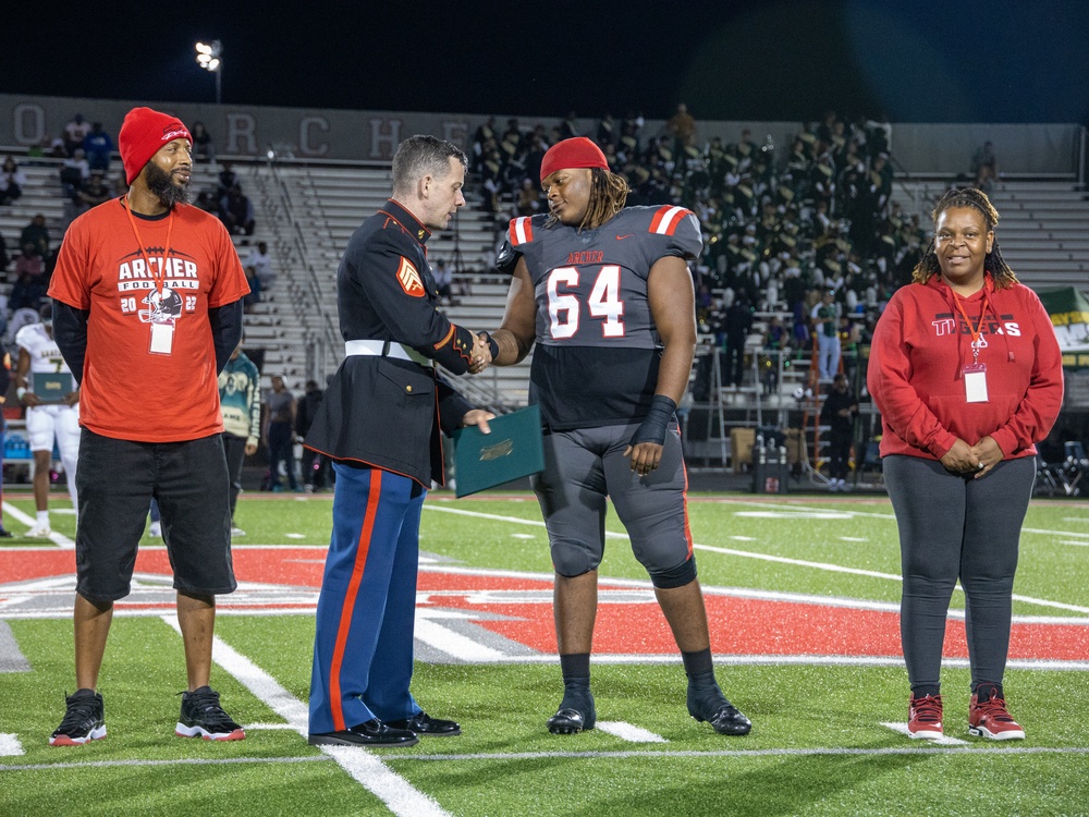 Marines attend a Great American Rivalry Series 2023 Championship game