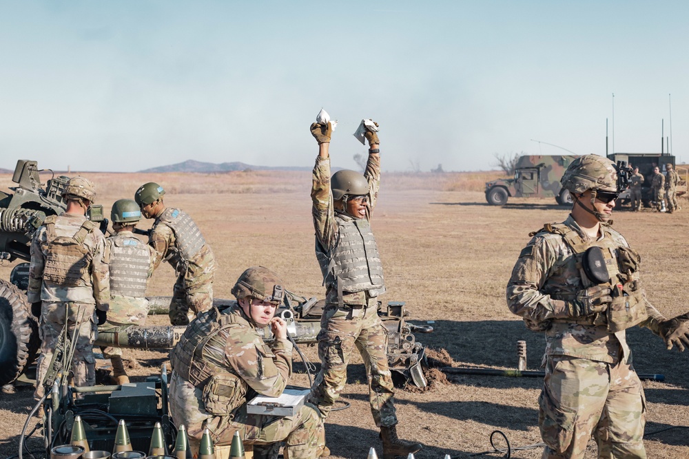 Cameron University ROTC Cadets get a taste of Field Artillery at the M119 range