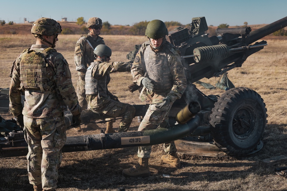 Cameron University ROTC Cadets get a taste of Field Artillery at the M119 range