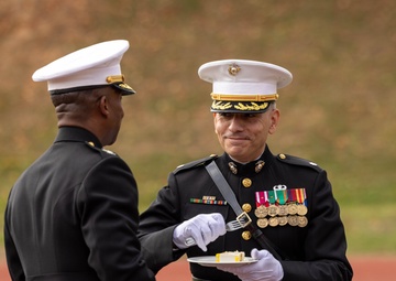 Sergeant Major of the Marine Corps attends the Marine Corps Base Quantico cake cutting ceremony as guest of honor