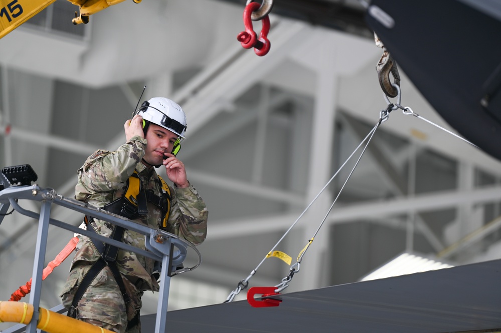 Pease Airmen Install First Flight Control Surface