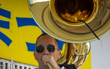 U.S. SEVENTH Fleet Band's Far East Edition Brass Band performs at the Zushi Citizens' Festival.