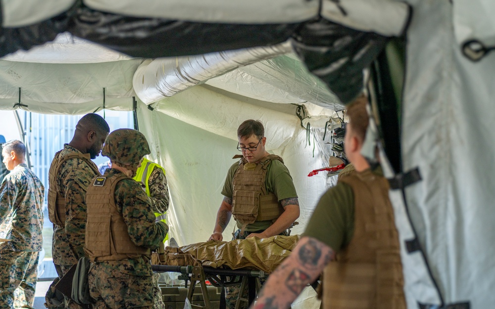 Exercise Active Shield 2023: First responders render aid to simulated casualties