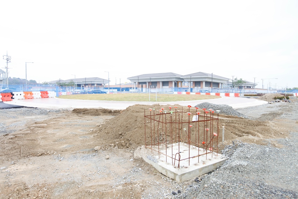 Army engineers construct traffic circle on Camp Humphreys