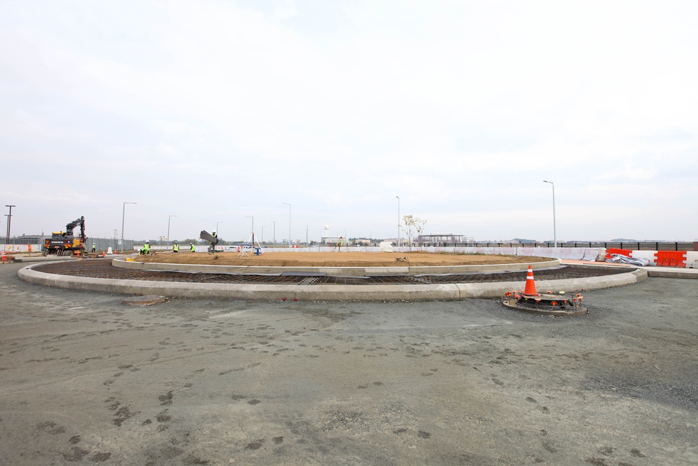 Army engineers construct traffic circle on Camp Humphreys