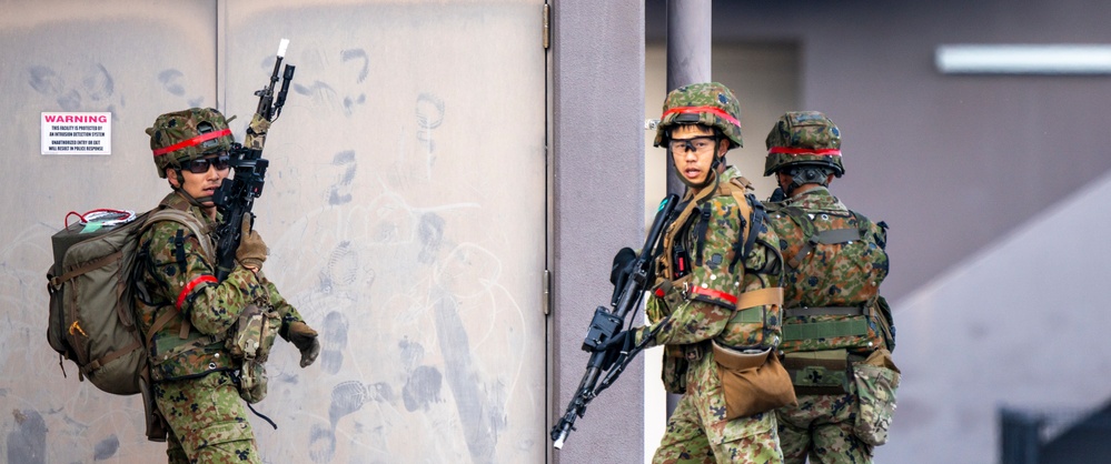 Exercise Active Shield 2023: Japan Ground Self-Defense Force members conduct a simulated ground attack