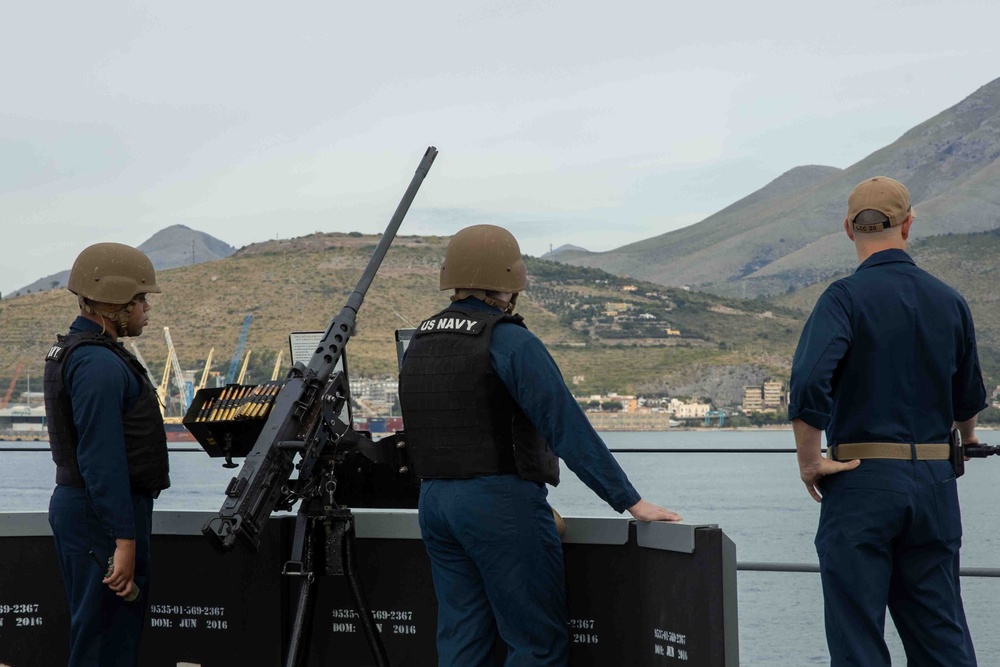 USS Mount Whitney Departs Gaeta