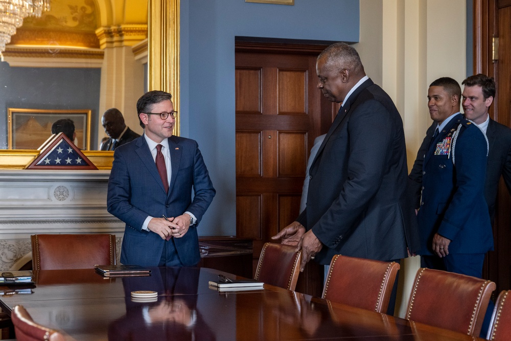 SD Austin and CJCS Gen Brown Meet with Speaker of the House Mike Johnson