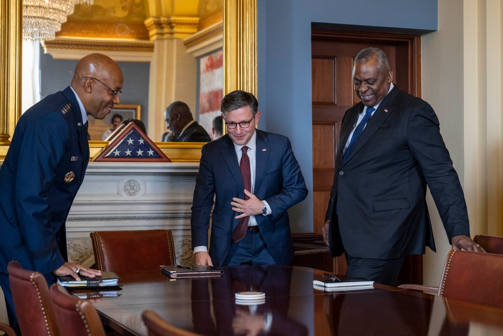 SD Austin and CJCS Gen Brown Meet with Speaker of the House Mike Johnson