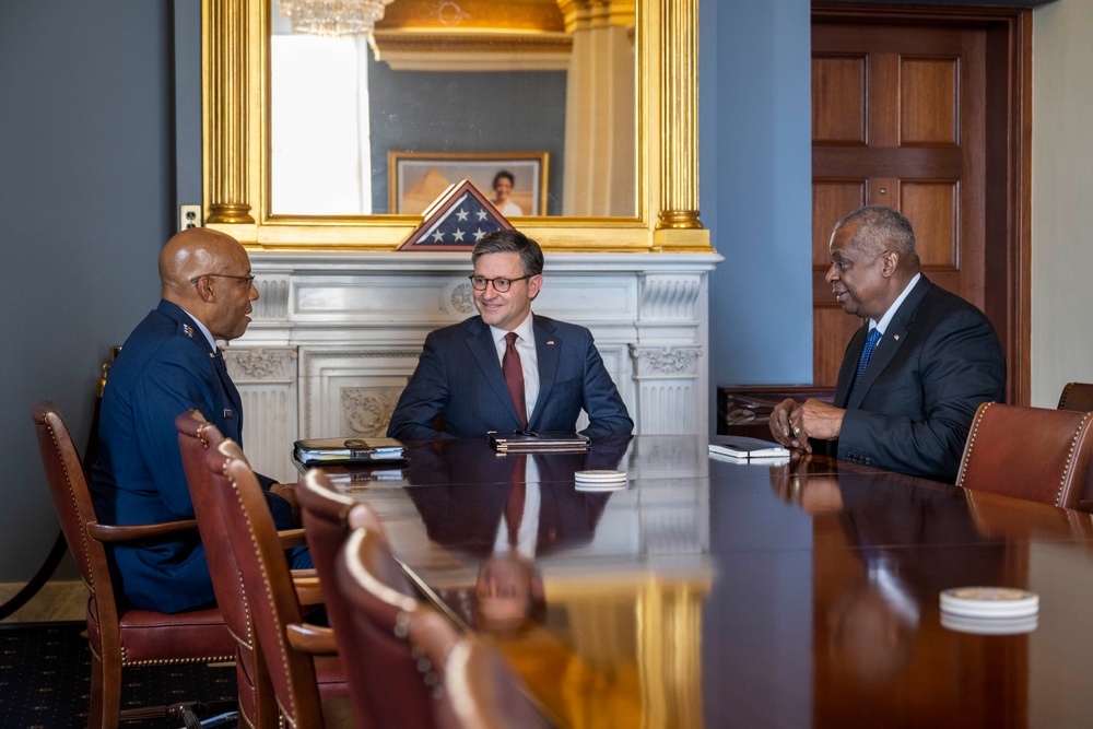 SD Austin and CJCS Gen Brown Meet with Speaker of the House Mike Johnson