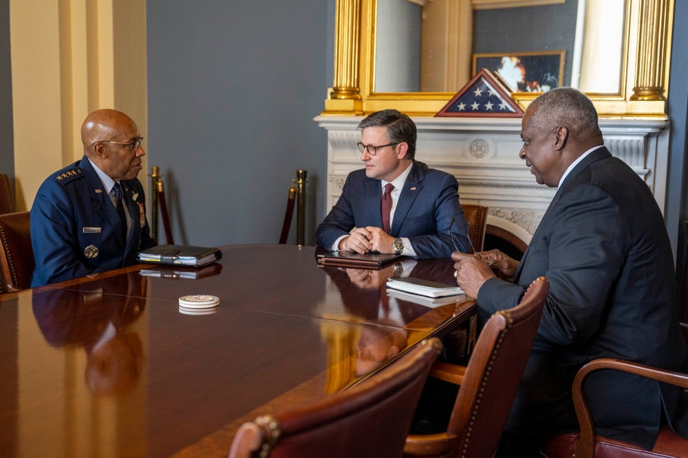 SD Austin and CJCS Gen Brown Meet with Speaker of the House Mike Johnson