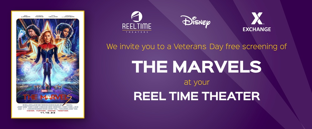 DVIDS - News - Exchange, Marvel Studios Bring Complimentary Screenings of  “The Marvels” to All Reel Time Theaters