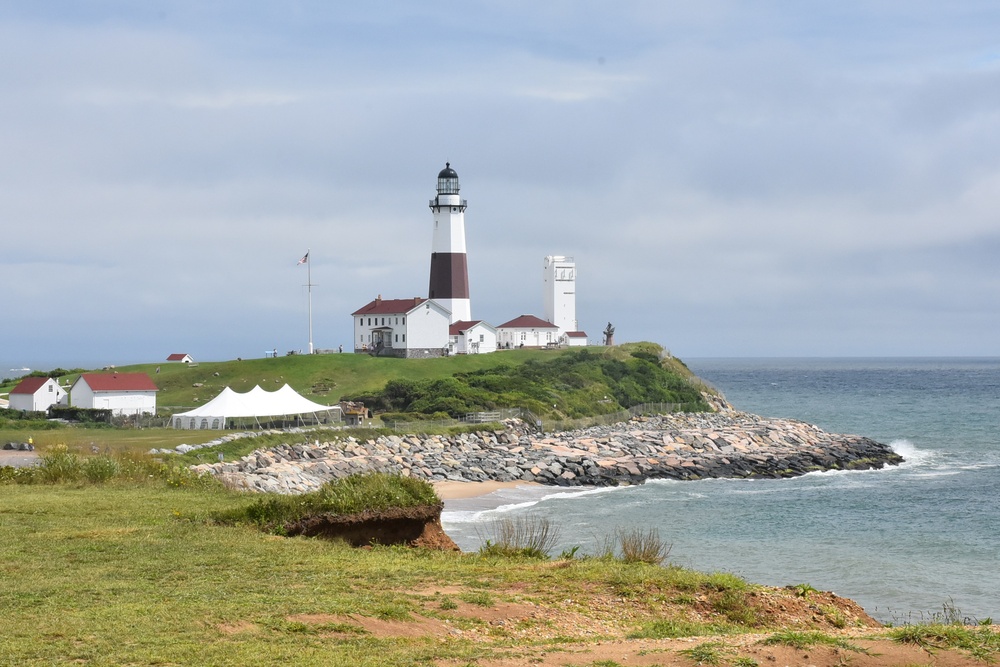 The stabilized cliffs after the completion of the Montauk Point Coastal Resiliency Project