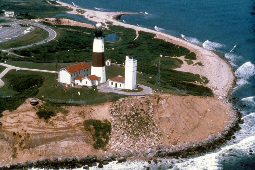 PHOTO 1: The eroded cliffs at the Montauk Point Lighthouse in 1968