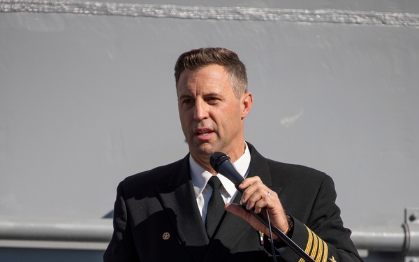 USS Tripoli Holds Change of Command Ceremony