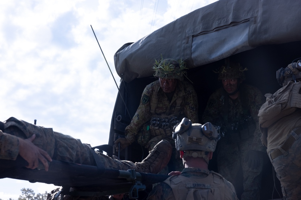 RD 23 FTX: V22, JGSDF Casualty Evacuation Drill at Hijyudai Maneuver Area