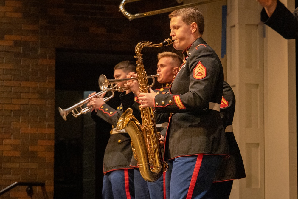 Marine Forces Reserve Brass Band Performs at Rock Bridge High School