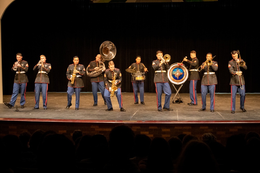 Marine Forces Reserve Brass Band Performs at Rock Bridge High School