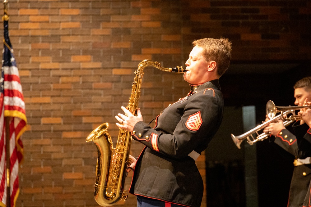 Marine Forces Reserve Brass Band Performs at Rock Bridge High School