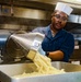 Sailors aboard USS Shoup prepare meals for ship’s crew