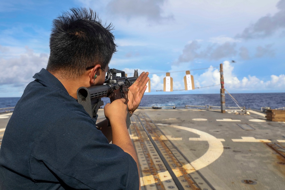 USS Shoup conducts live fire exercise