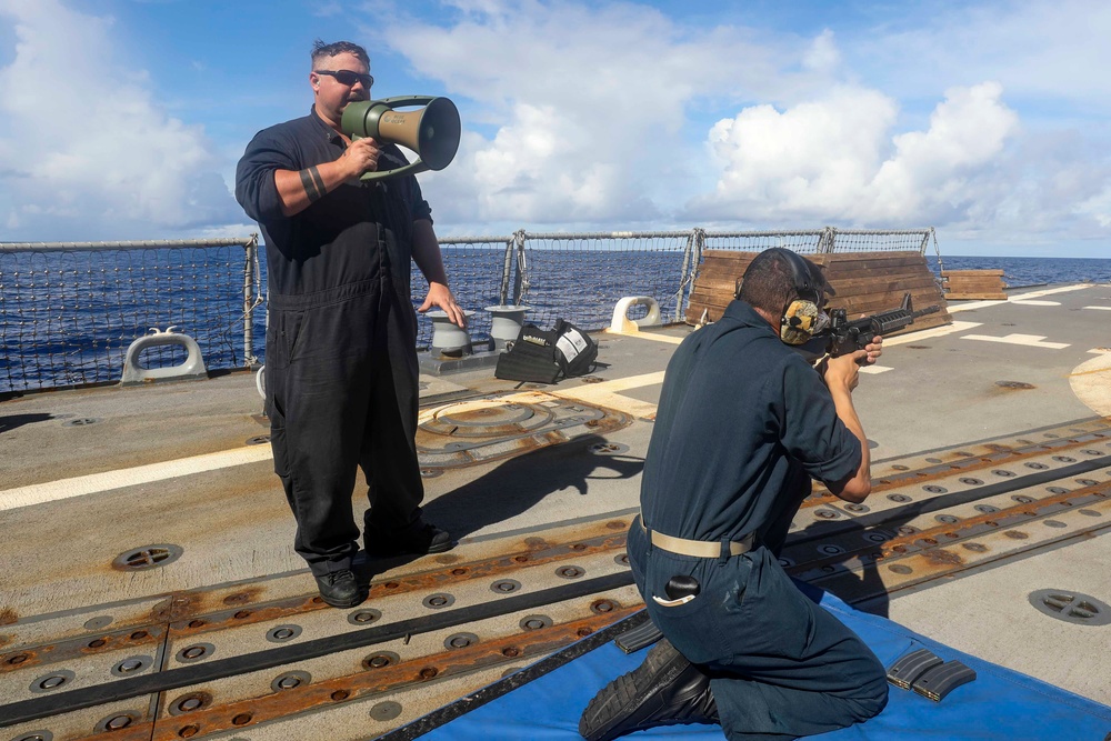 USS Shoup conducts live fire exercise