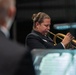 Musician 1st Class Ally Albrecht performs on the flugel horn at the MetroHealth Stadium