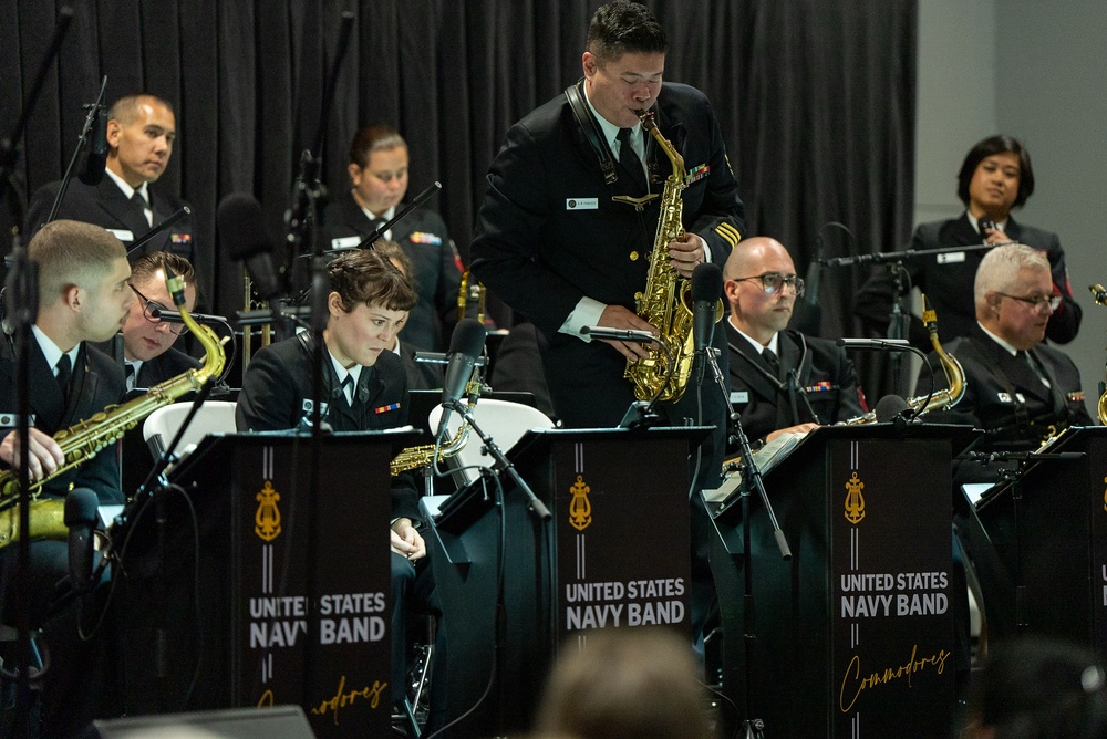 Chief Musician Andrew Francisco performs at the MetroHealth Stadium