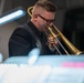 Musician 1st Class David Kapral plays a solo at the MetroHealth Stadium